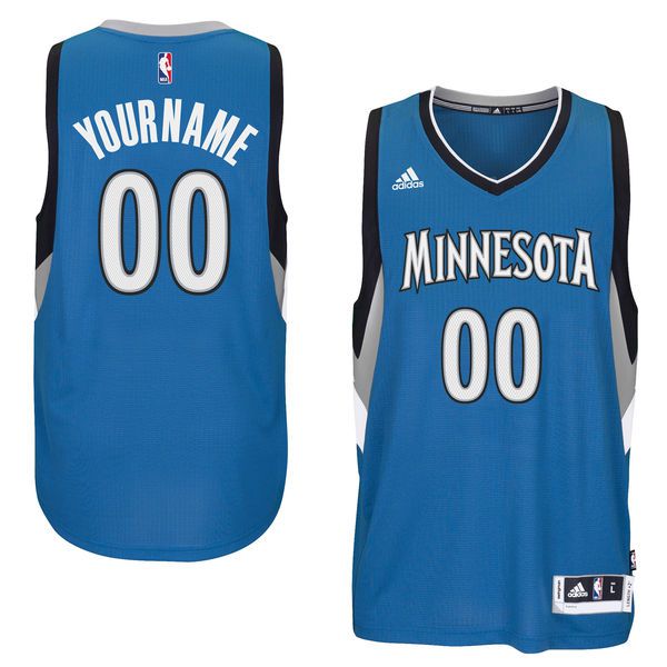 Men Minnesota Timberwolves Adidas Blue Custom Swingman Road NBA Jersey